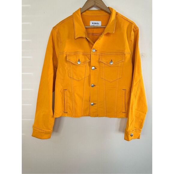 Rebel Wilson for Torrid Yellow Stretch Cropped Jean Jacket Size 2X New - Picture 1 of 4